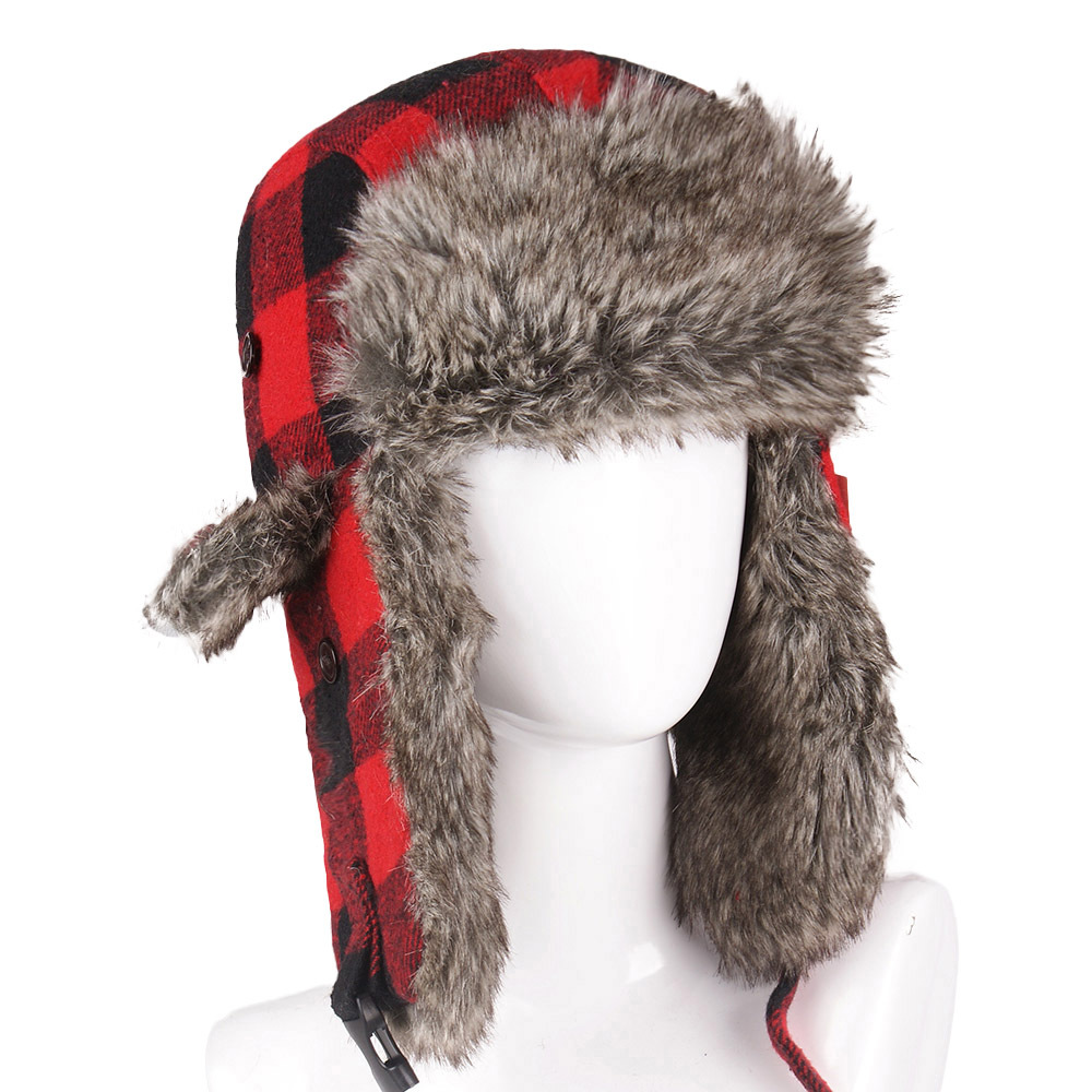 Winter Trapper Hat - หมวกกันหนาวลายสก็อตบัฟฟาโล ชอล่า แฟลนเนลส์ หมวกนักบินบุขนกันลม พร้อมที่ปิดหู สำหรับล่าสัตว์