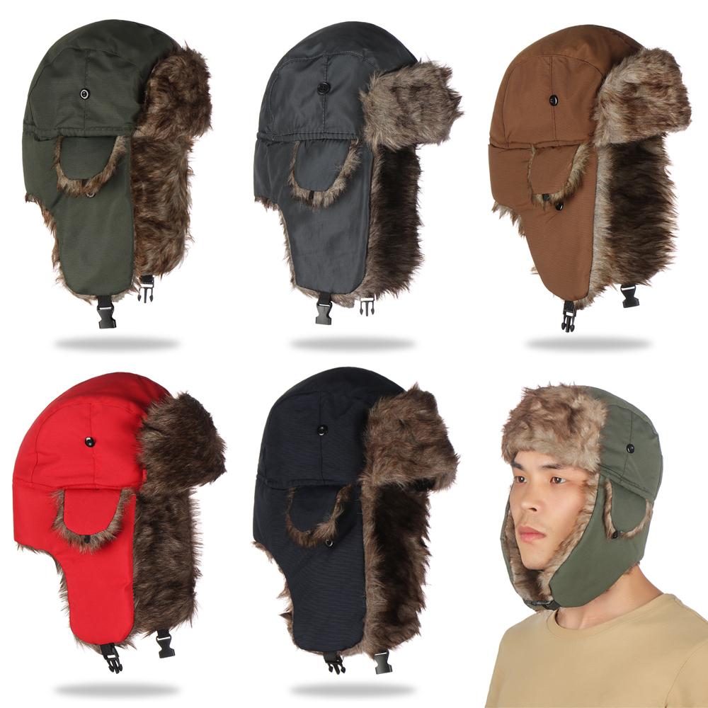 Winter Trapper Hat - หมวกไหมพรมกันหนาวแบบมีที่ปิดหูสำหรับเล่นสกี ผู้ชาย ผู้หญิง หมวกทรงทรัปเปอร์ หมวกอูชันกาแบบรัสเซีย