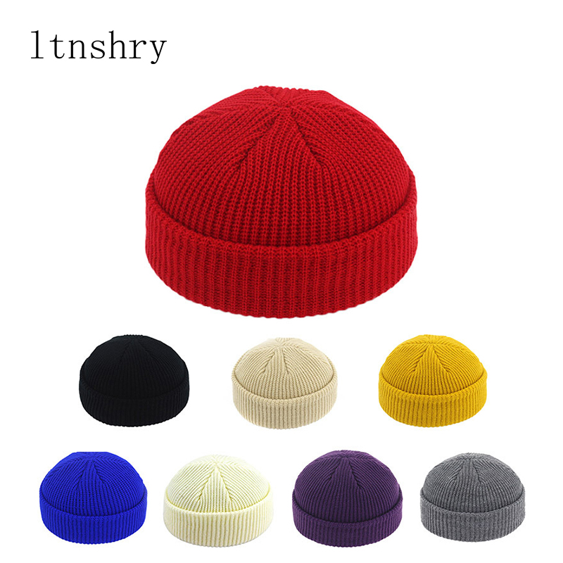 Beanie Cuffed Knit - หมวกบีนนี่แบบยูนิเซ็กซ์ หมวกไหมพรมถักขอบพับ หมวกฤดูหนาว หมวกบีนนี่แบบสั้น อุ่นสบาย สีพื้นเรียบง่าย