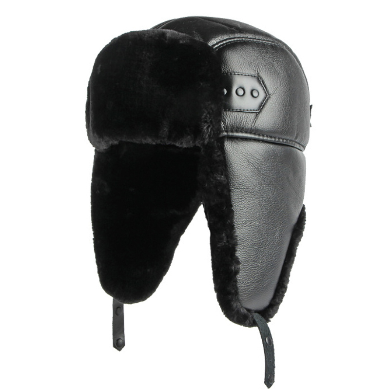 HT4002หนัง PU แบบใหม่หมวกรัสเซ - Winter Trapper Hat บทวิจารณ์และราคา