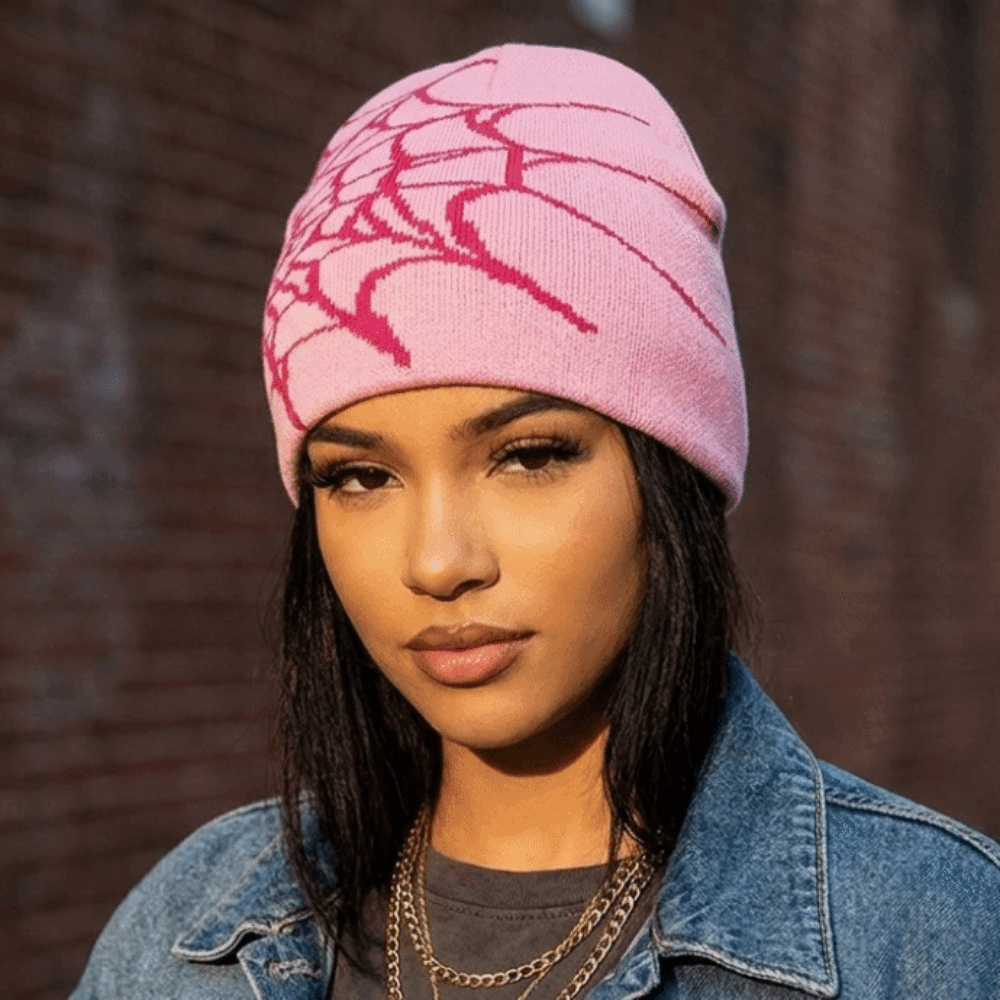หมวกบีนนี่ลายใยแมงมุมสไตล์ Y2K - Beanie Cuffed Knit บทวิจารณ์และราคา