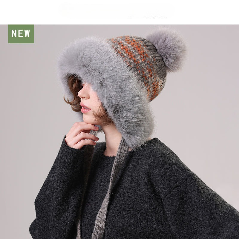 หมวกไหมพรมขนฟูสำหรับผู้หญิง พร - Trapper Hat Ear Flap บทวิจารณ์และราคา